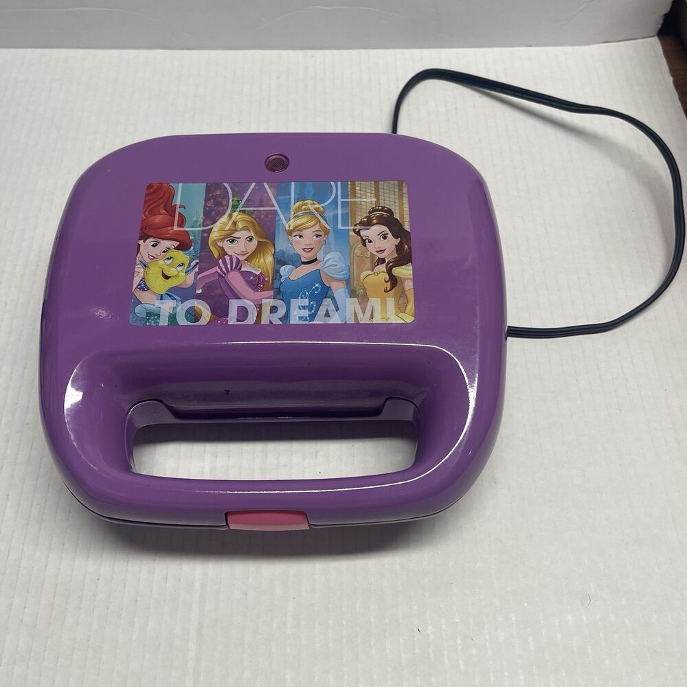 Disney Princess WAFFLE MAKER Nonstick Makes One CASTLE & One CROWN Design